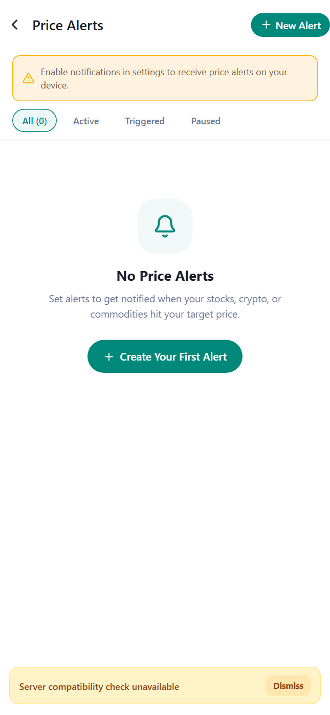 Market alerts stay lightweight